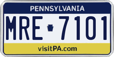PA license plate MRE7101
