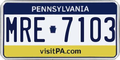 PA license plate MRE7103