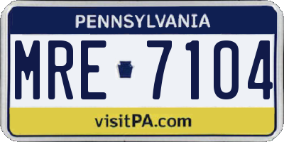 PA license plate MRE7104