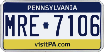 PA license plate MRE7106
