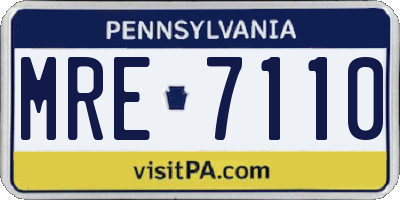 PA license plate MRE7110