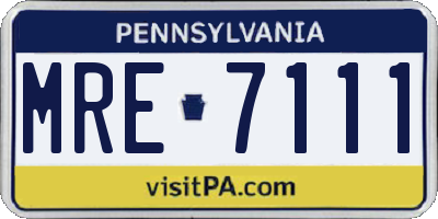 PA license plate MRE7111