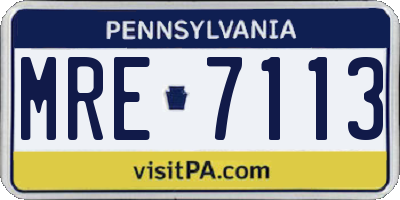 PA license plate MRE7113
