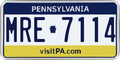PA license plate MRE7114