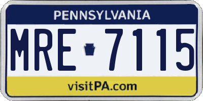 PA license plate MRE7115