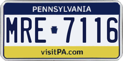 PA license plate MRE7116