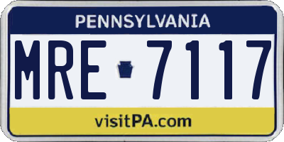 PA license plate MRE7117