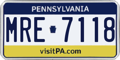 PA license plate MRE7118
