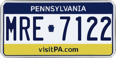 PA license plate MRE7122