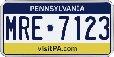 PA license plate MRE7123