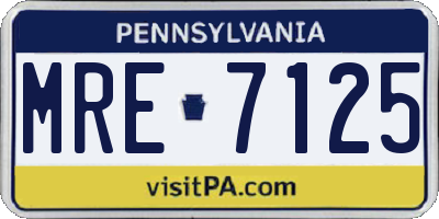 PA license plate MRE7125
