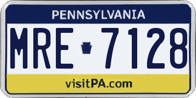 PA license plate MRE7128