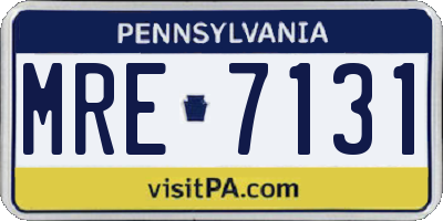 PA license plate MRE7131