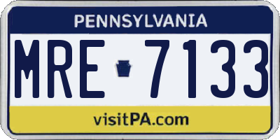 PA license plate MRE7133