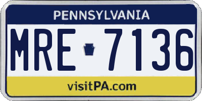 PA license plate MRE7136