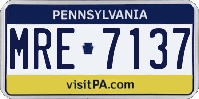 PA license plate MRE7137