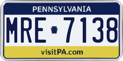 PA license plate MRE7138