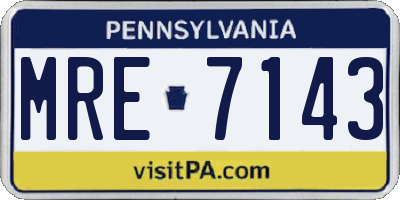PA license plate MRE7143