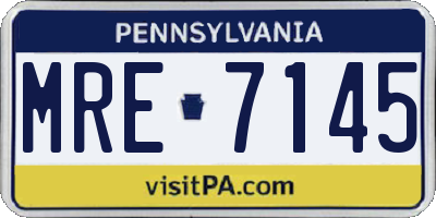 PA license plate MRE7145