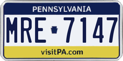 PA license plate MRE7147
