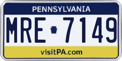 PA license plate MRE7149