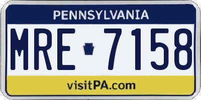 PA license plate MRE7158