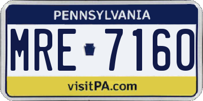 PA license plate MRE7160