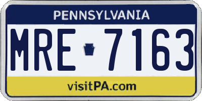 PA license plate MRE7163