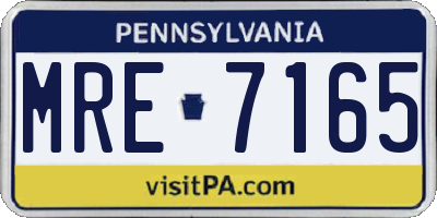 PA license plate MRE7165