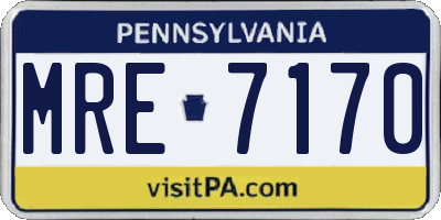 PA license plate MRE7170