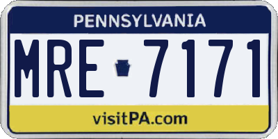 PA license plate MRE7171