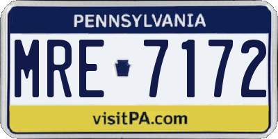 PA license plate MRE7172