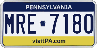 PA license plate MRE7180