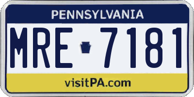 PA license plate MRE7181