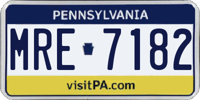PA license plate MRE7182