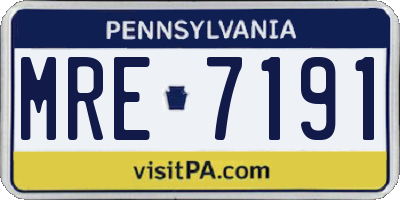 PA license plate MRE7191