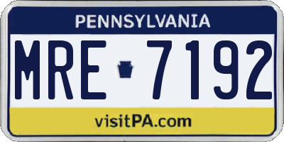 PA license plate MRE7192