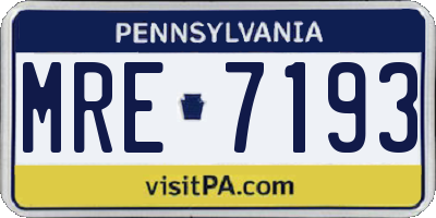 PA license plate MRE7193