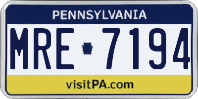 PA license plate MRE7194