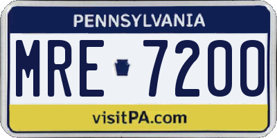 PA license plate MRE7200