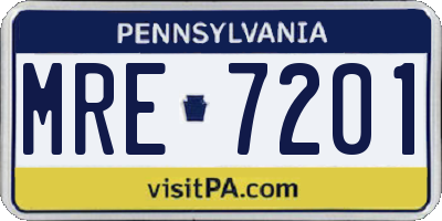 PA license plate MRE7201