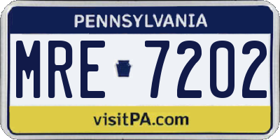 PA license plate MRE7202