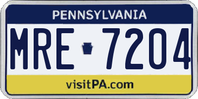 PA license plate MRE7204