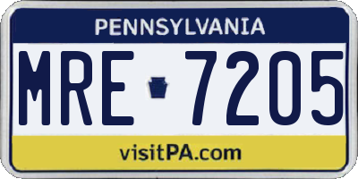 PA license plate MRE7205
