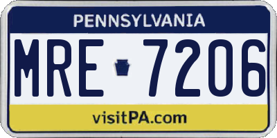 PA license plate MRE7206