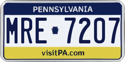 PA license plate MRE7207