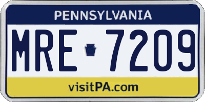 PA license plate MRE7209