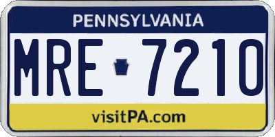 PA license plate MRE7210
