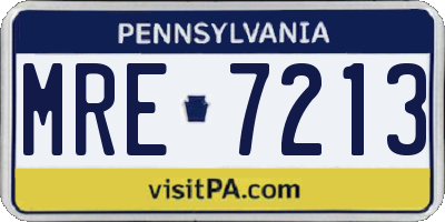 PA license plate MRE7213