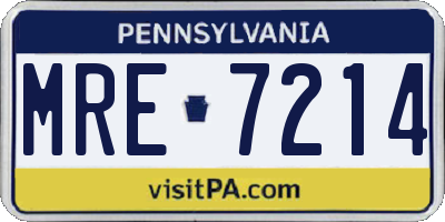 PA license plate MRE7214